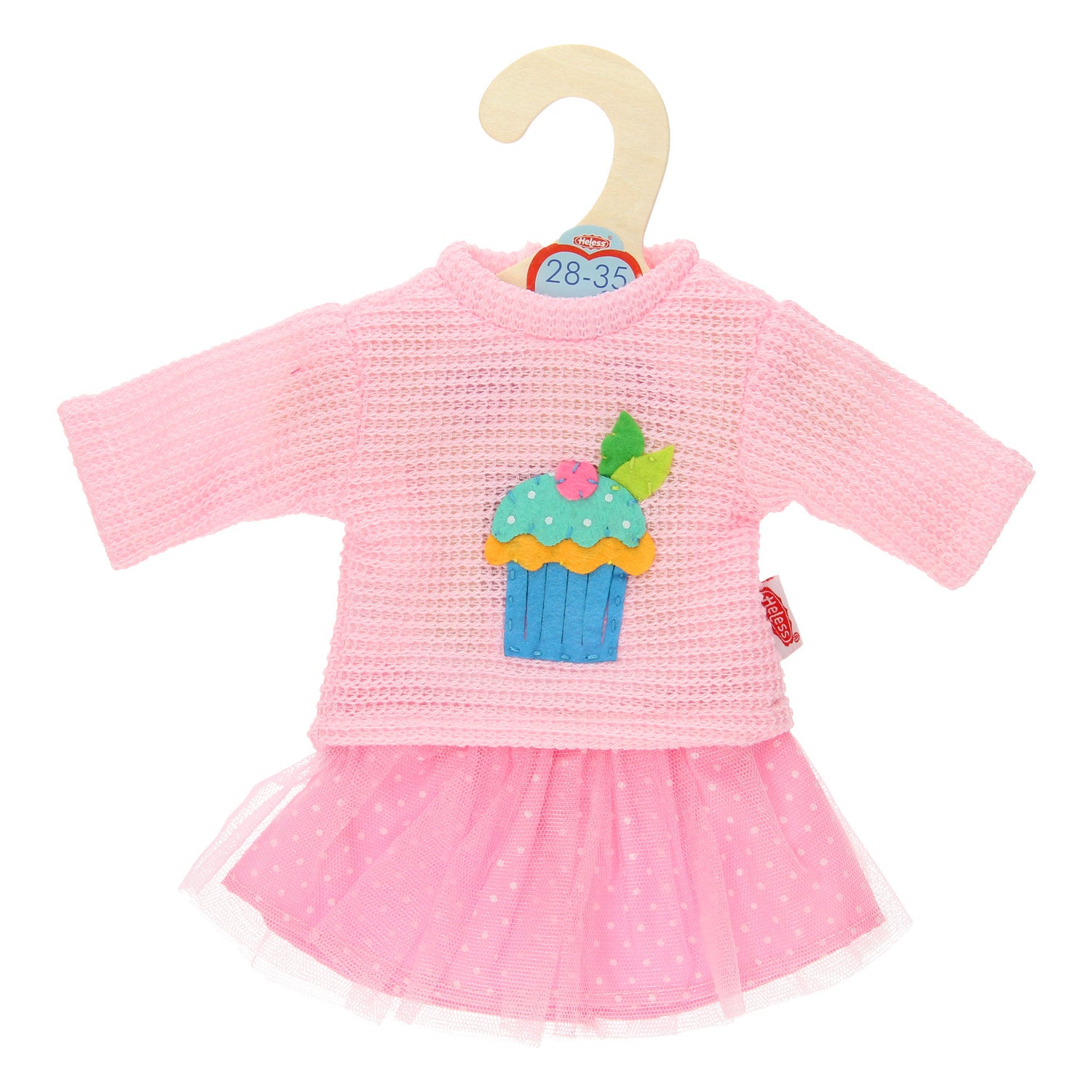 Puppenpullover mit Rock rosa, 28-35 cm
