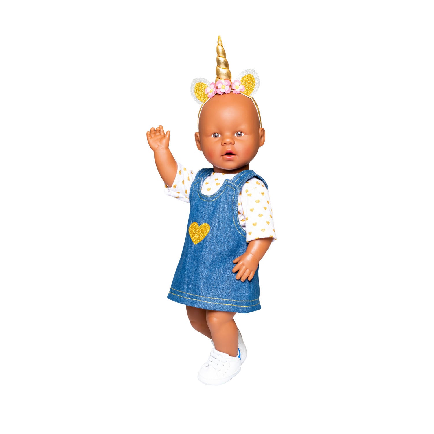 Heless Puppenkleid mit goldenem T-Shirt, 35-45 cm