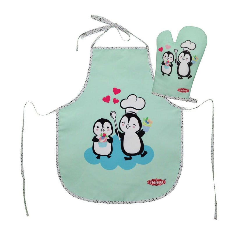 Heless setzte Kinderschürze und Ovenwant Pinguin