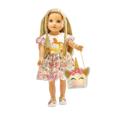 Puppenkleid Einhorn Goldy, 28-35 cm