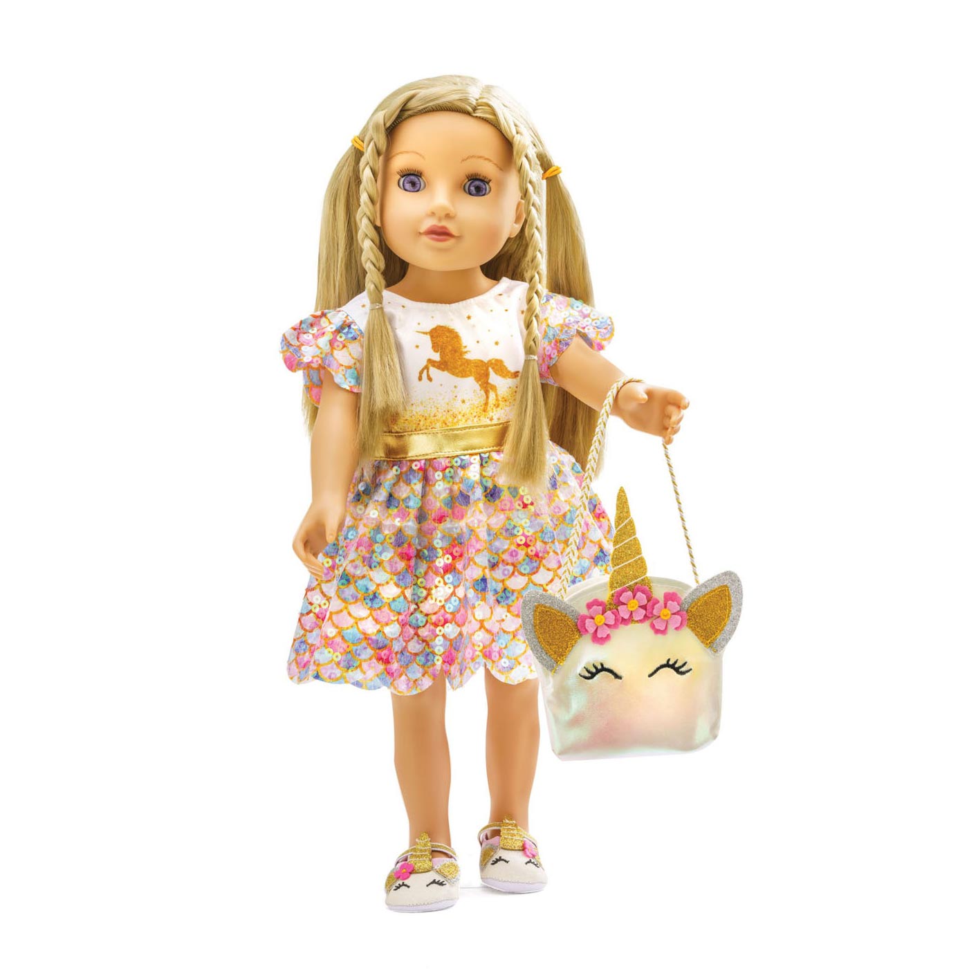 Puppenkleid Einhorn Goldy, 35-45 cm