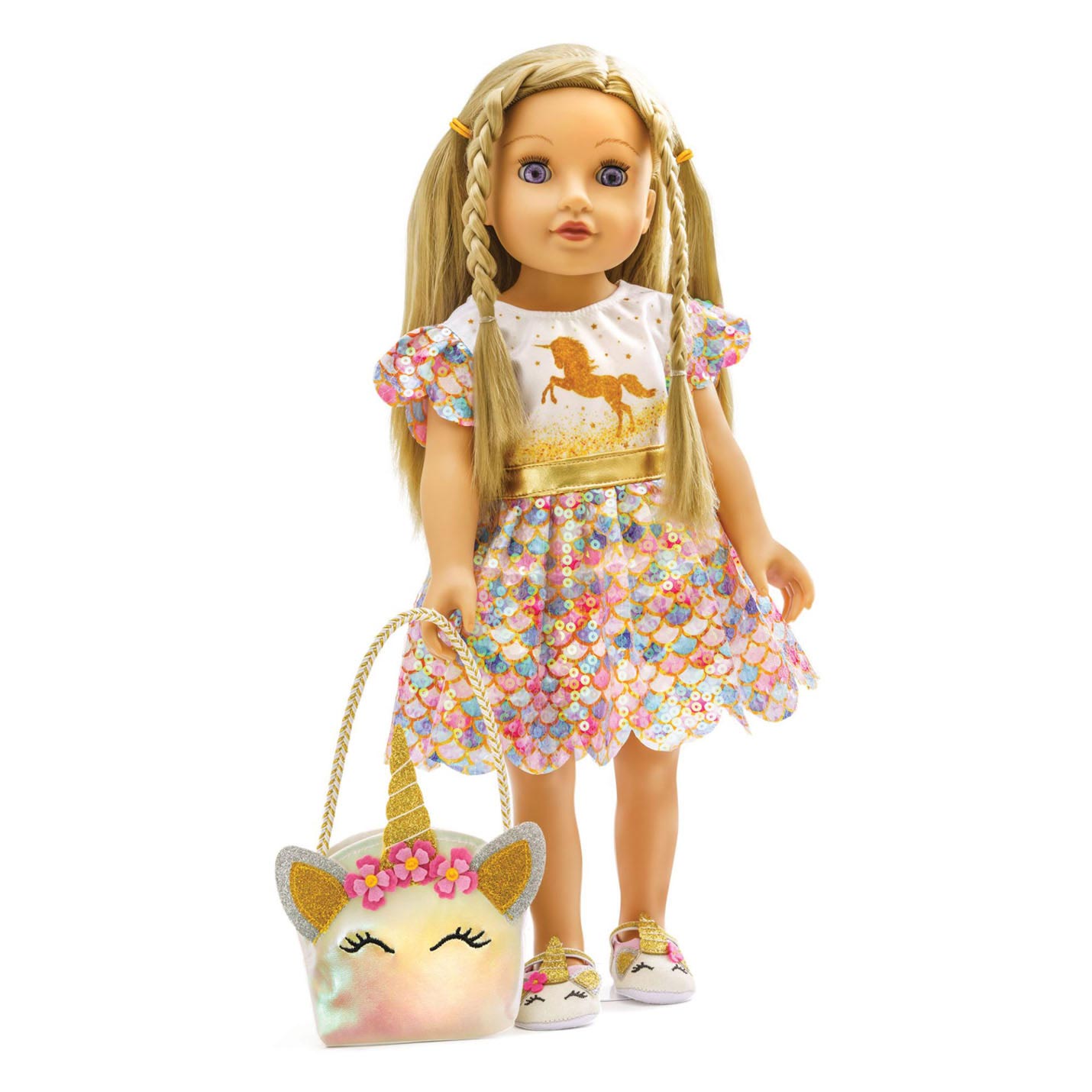 Puppenkleid Einhorn Goldy, 35-45 cm