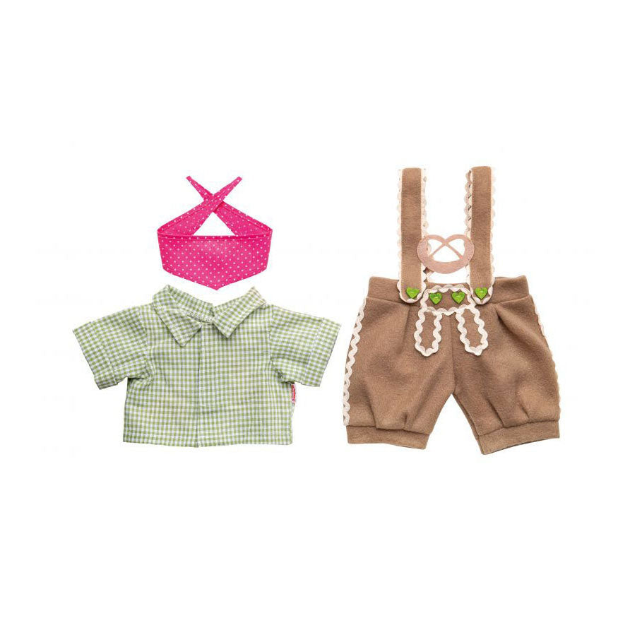 Heless Dolls Kleidung Lederhosen mit Hemd und Schal, 28-35 cm