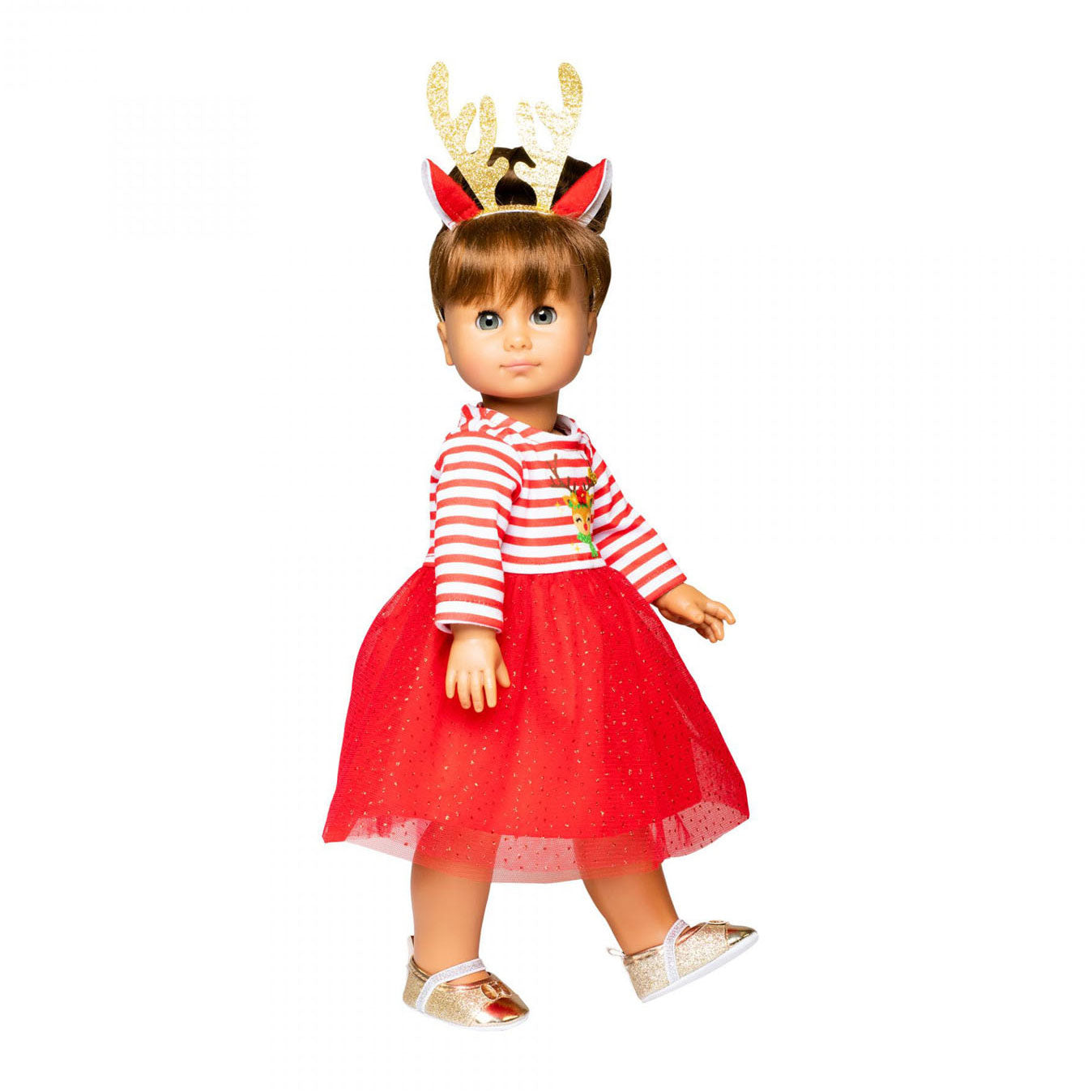 Heless Weihnachtskleid mit Haarband Rendier, Größe 28-35 cm