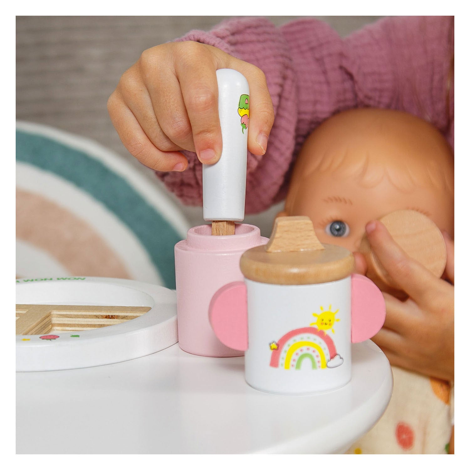 Heless Holzpuppen-Fütterungsset Freche Früchte - 4-tlg.
