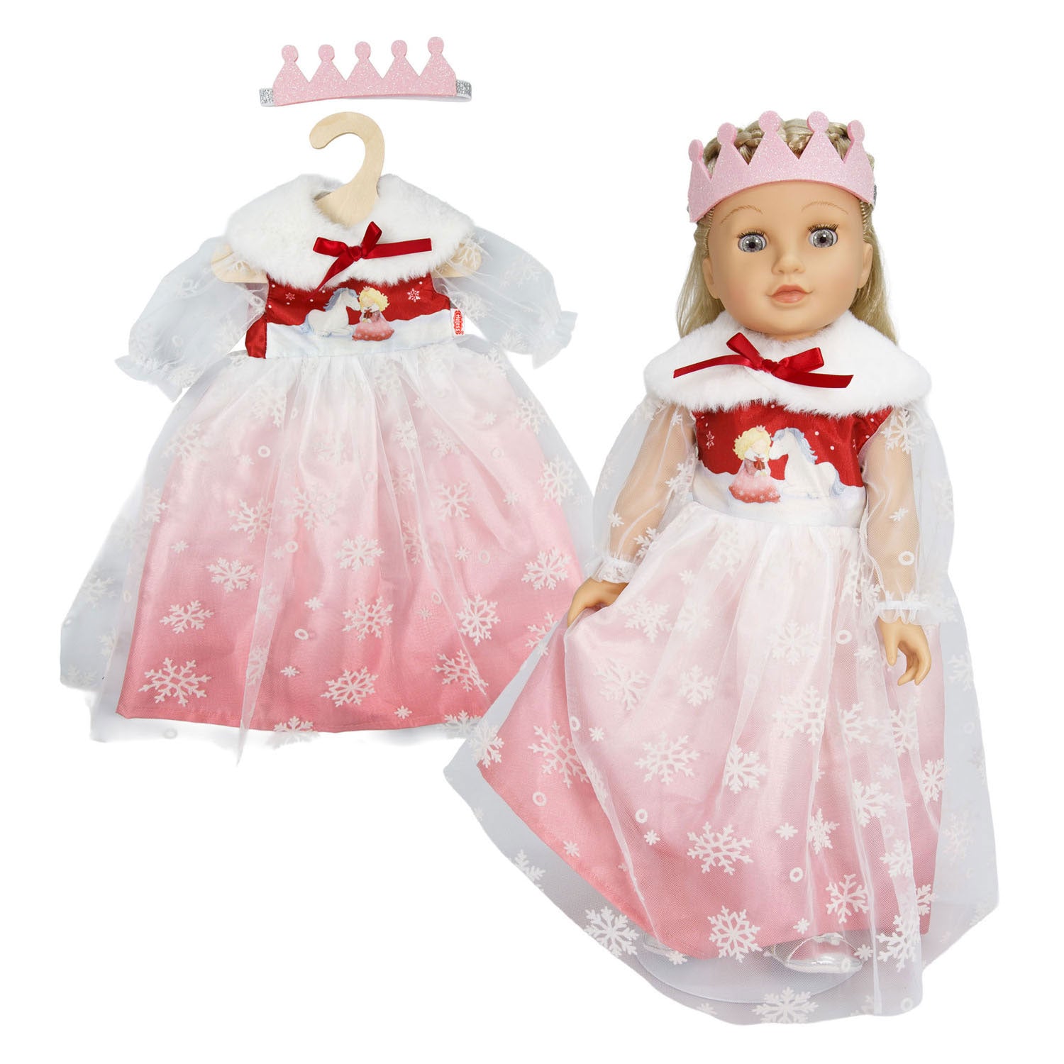 Heless doll dress winter princess lumi with crown and cape - size 28-35 cm