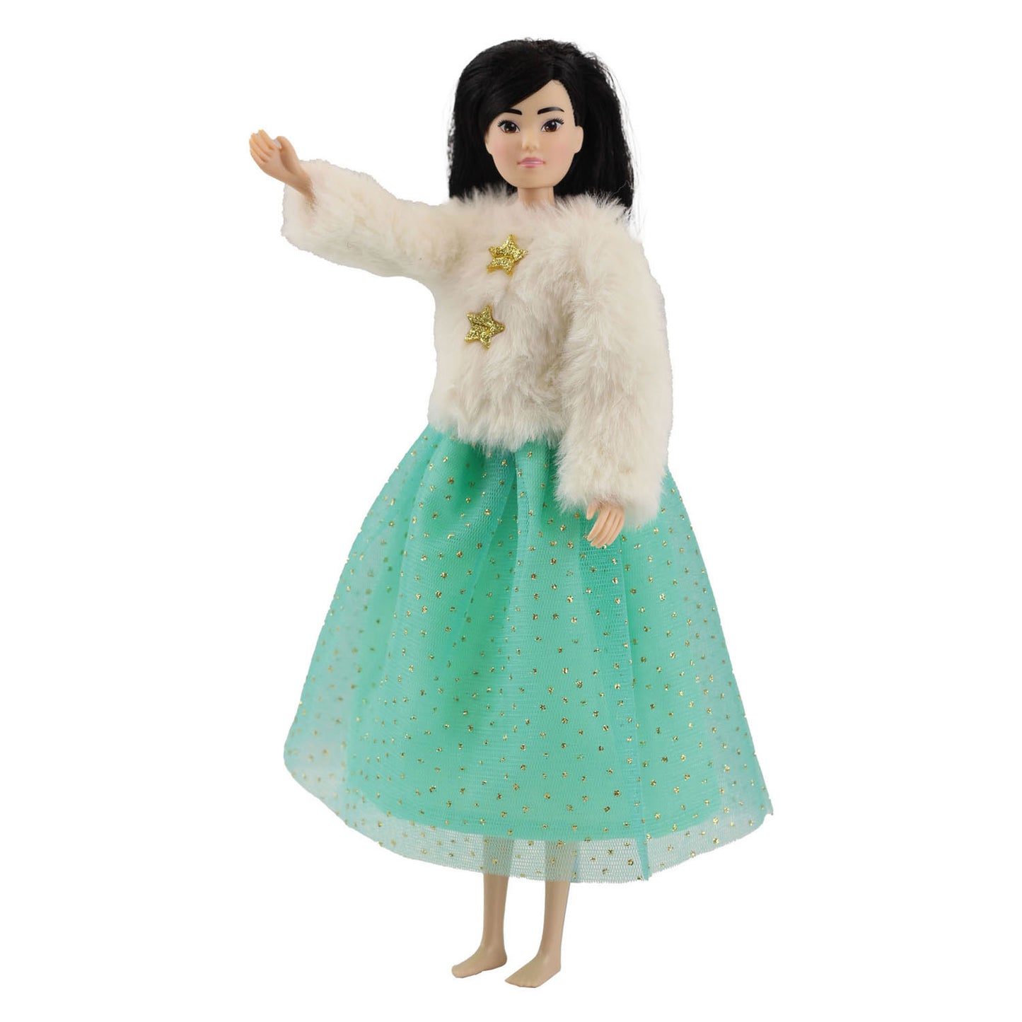 Heless Plüschjacke Yuki mit Tüllrock für Modepuppen – 29 cm