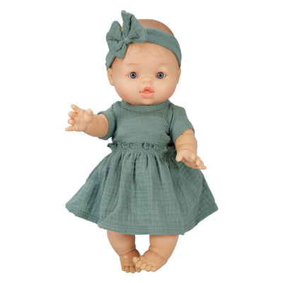 Heless Mädchen-Babypuppe mit grünem Kleid – 34 cm