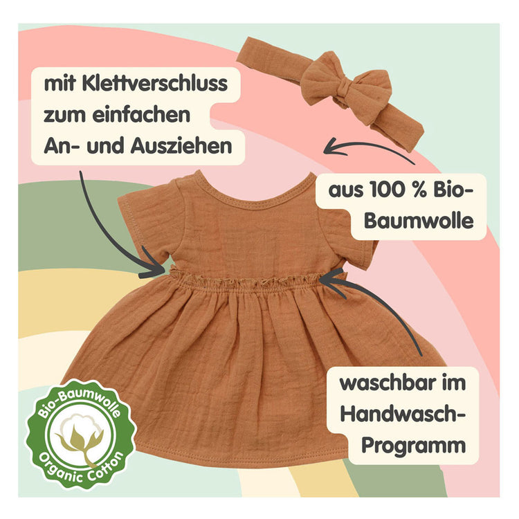 Heless Mädchen-Babypuppe mit braunem Kleid – 34 cm