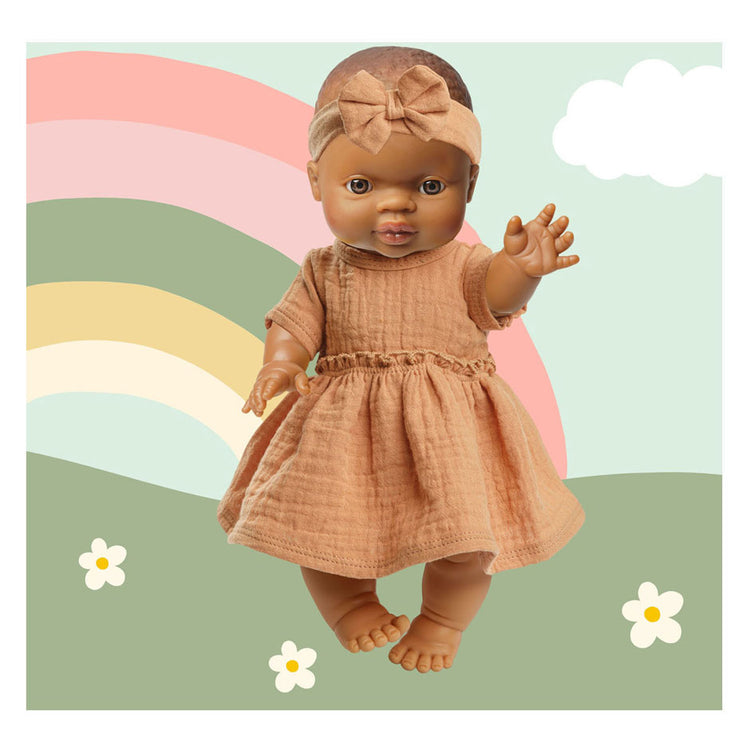 Heless Mädchen-Babypuppe mit braunem Kleid – 34 cm