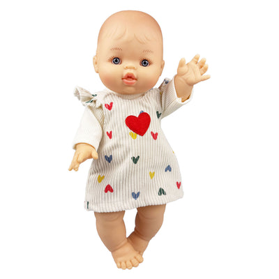 Heless Mädchen-Babypuppe mit Cordkleid – 34 cm