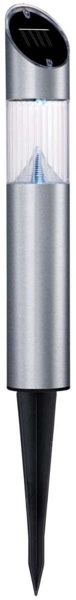 Grundig Solar-Gartenlampe – 2 LED-Lampen – kaltweißes Licht – IP44 spritzwassergeschützt – Brenndauer 6–8 Stunden – 75,5 cm – Silber