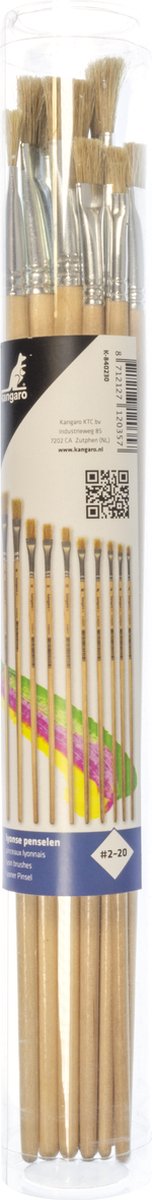 Kangaro Lyonse Pinsel – Etui mit 10 Pinseln – Größen #2 bis #20 – lackiertes Holz