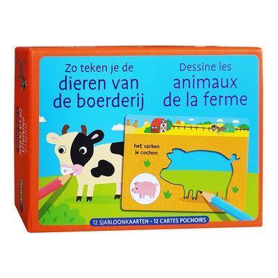 Deltas -Vorlagenkarten Auf diese Weise ziehen Sie die Tiere von der Farm zeichnen