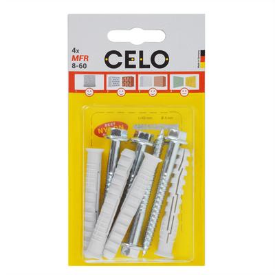 Celo 1067289 – Blister-Multifunktions-Rahmenstecker MFR 8–60 SB SSKS 4 Stück | 5 Stück