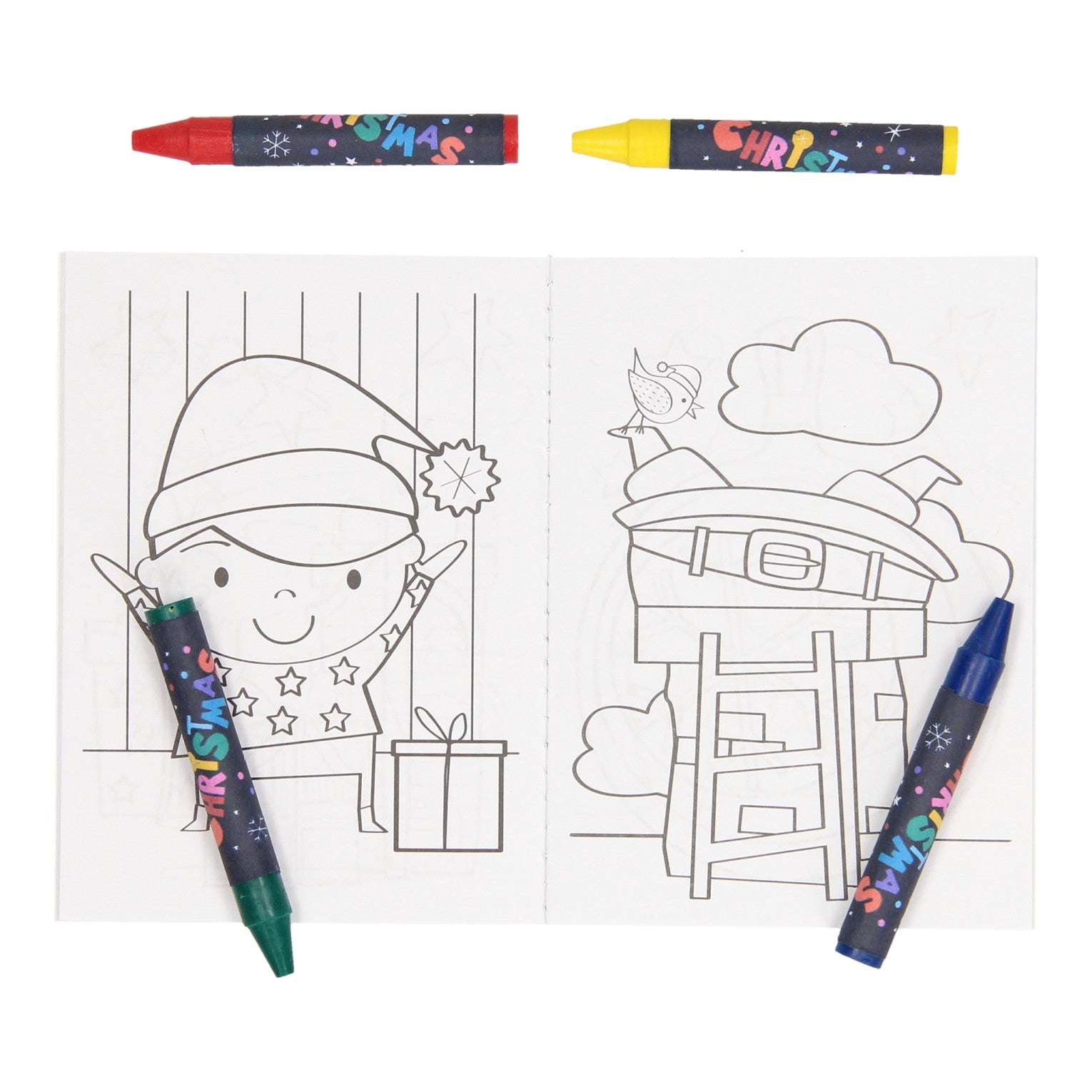 Behandlungssatz: Malbuch, Wachs Crayons Stickerel Christmas
