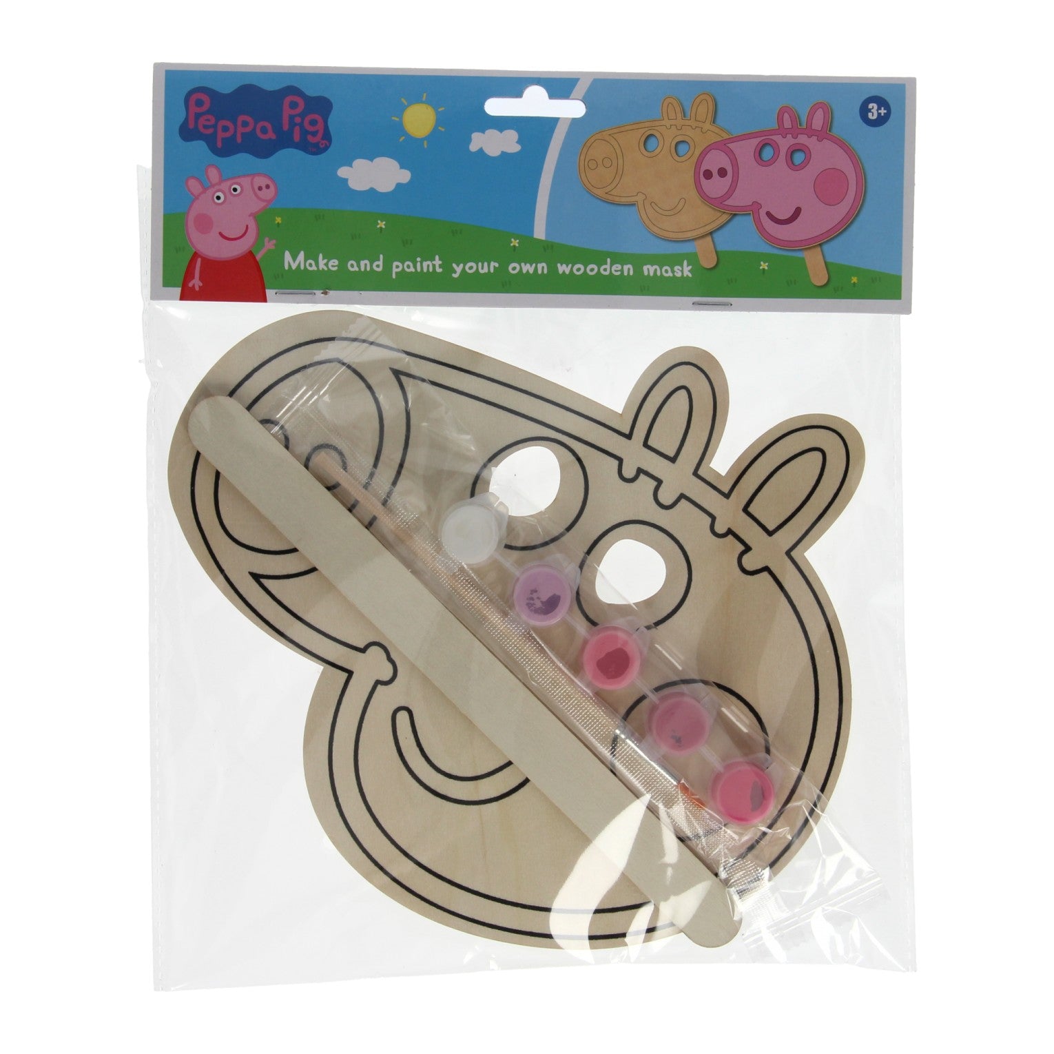 Malen Sie Ihre eigene hölzerne Peppa Pig Maske