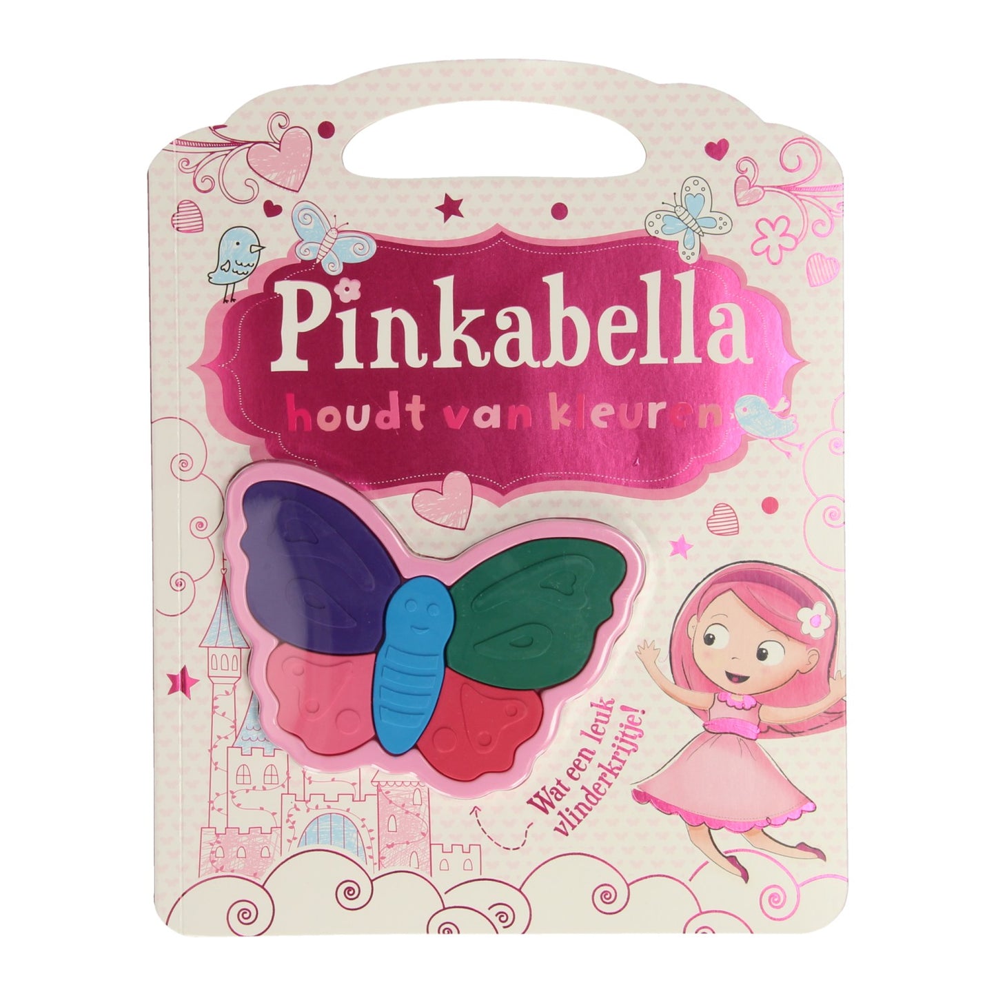 Pinkabella liebt Farben mit Butterfly -gepackten Wachs -Buntstiften