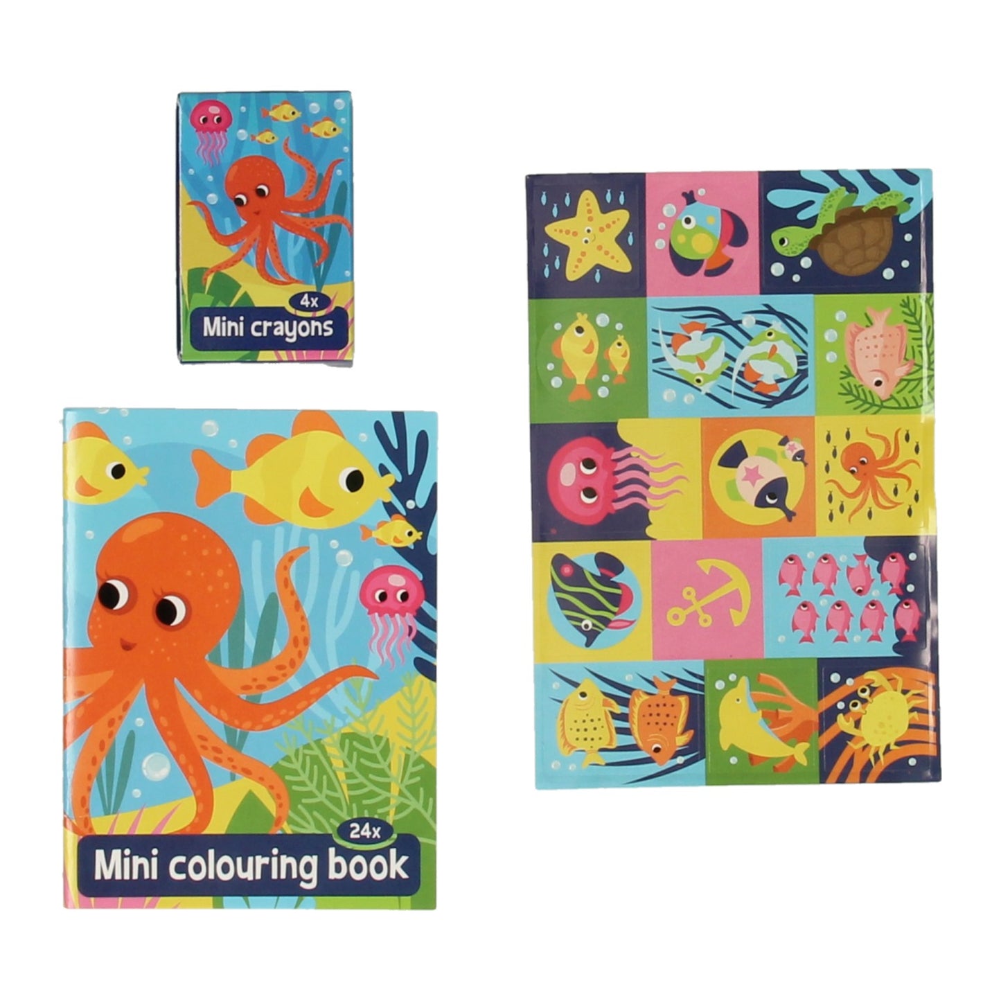 Set Set Underwater World: Malbuch, Wax Crayons Aufkleberblatt