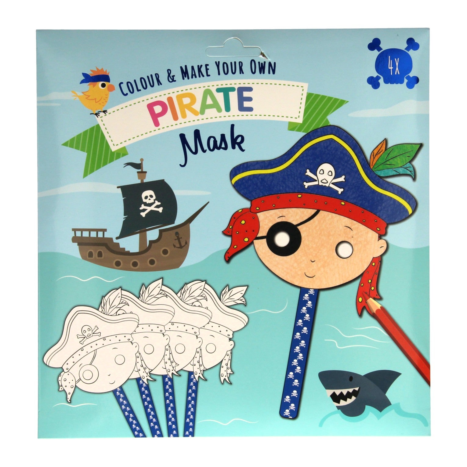 Farbe und machen Sie Ihre eigenen Masken - Pirat, 4st.