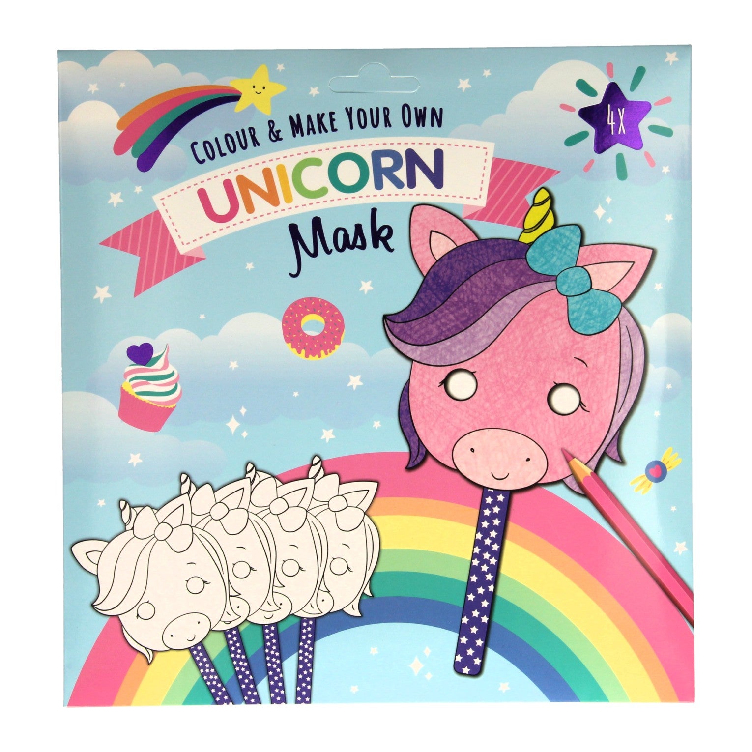 Farbe und machen Sie Ihre eigenen Masken - Einhorn, 4st.