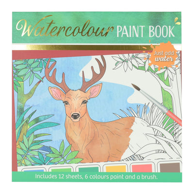 Wins Holland Aquarell-Malblock für Erwachsene – Waldtiere – inklusive Pinsel und 6 Aquarellfarben