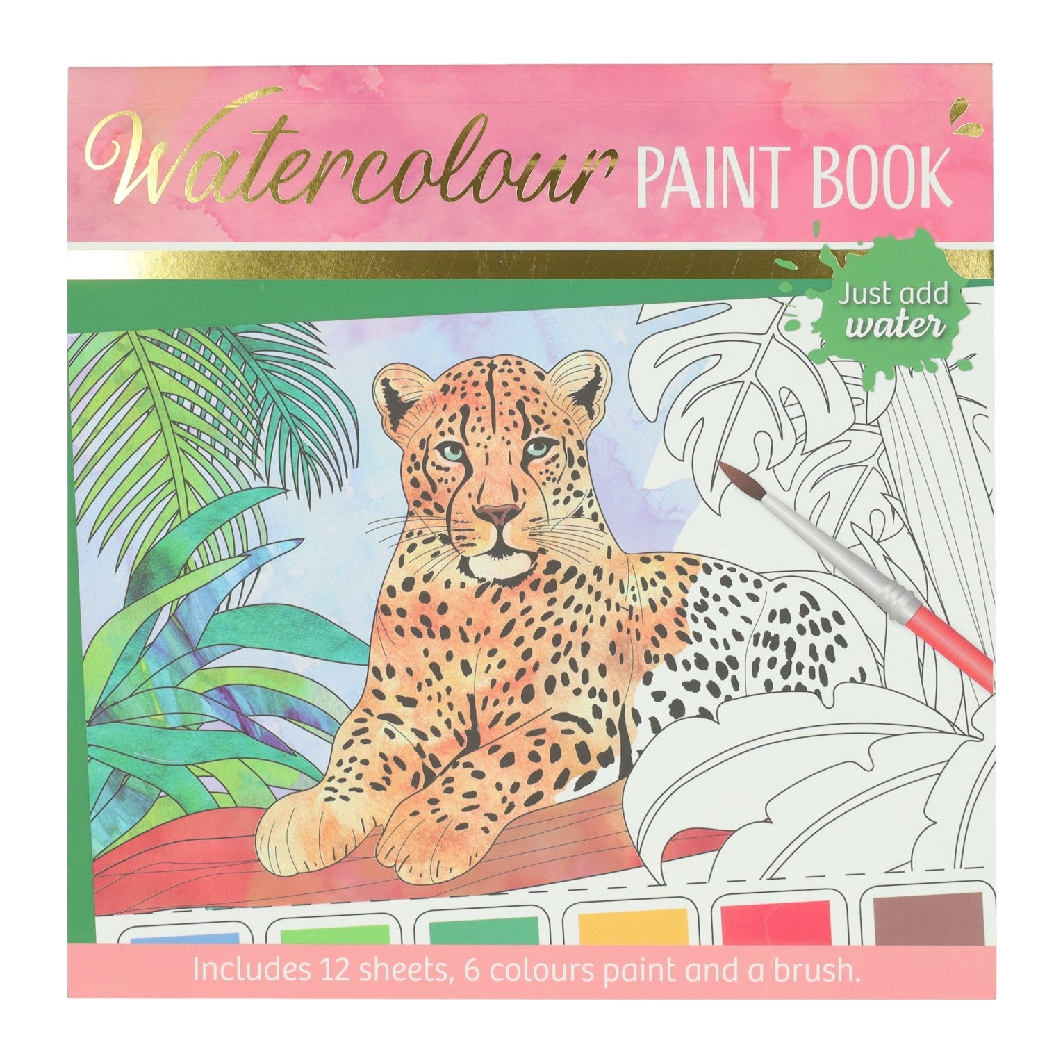 Wins Holland Aquarell-Malblock für Erwachsene – wilde Tiere – inklusive Pinsel und 6 Aquarellfarben