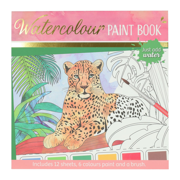 Wins Holland Aquarell-Malblock für Erwachsene – wilde Tiere – inklusive Pinsel und 6 Aquarellfarben