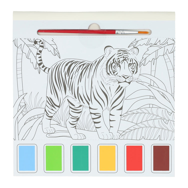 Wins Holland Aquarell-Malblock für Erwachsene – wilde Tiere – inklusive Pinsel und 6 Aquarellfarben