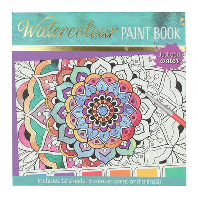 Wins Holland Aquarell-Malblock für Erwachsene – Mandalas – inklusive Pinsel und 6 Aquarellfarben