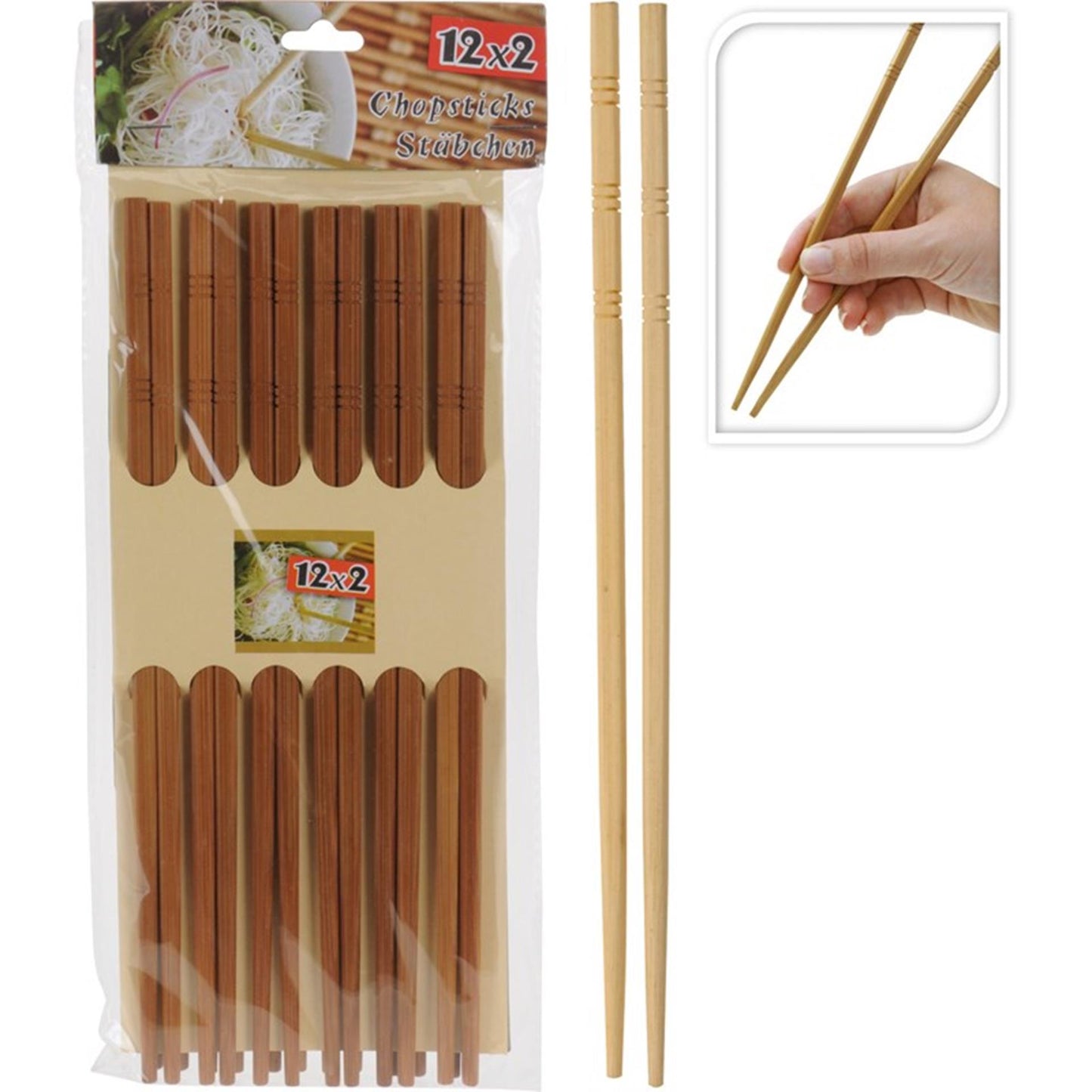 Essstäbchen aus Bambus von Excellent Houseware, 12 Paar