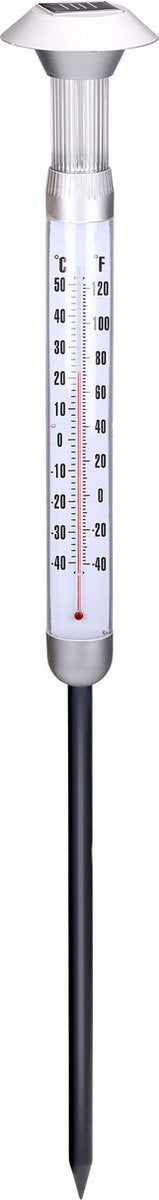 Grundig Garten-Außenthermometer – mit Solarbeleuchtung – 97 cm – Thermometer – Beleuchtung für den Garten
