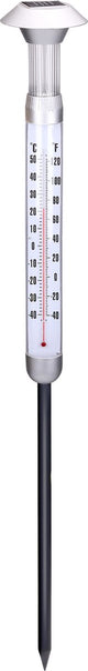 Grundig Garten-Außenthermometer – mit Solarbeleuchtung – 97 cm – Thermometer – Beleuchtung für den Garten