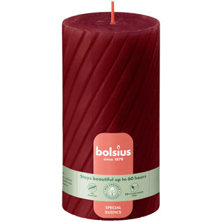 Bolsius Rustic Twist Stumpenkerze 130 68 rot | 4 Stück