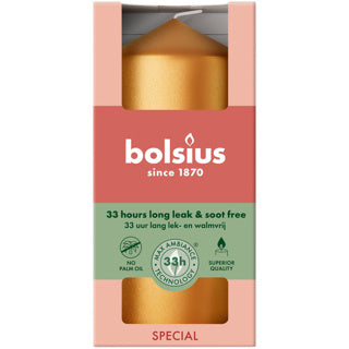 Bolsius Stumpenkerze 120 58 metallic goldorange | 6 Stück