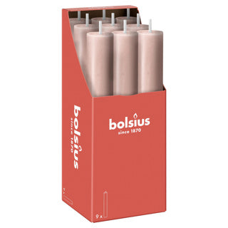 Bolsius rustikale Tischkerze XL Misty Pink | 9 Stück