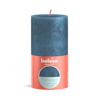 Bolsius Stub Kerze rustikal 13 x 6,8 cm Schimmer blau