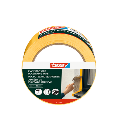Tesa 1067559 – Abdeckband, PVC gelbes Relief 33 Meter 50 mm | 3 Stück
