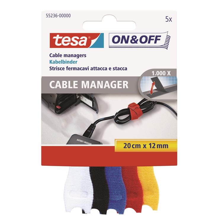 Tesa 1034988 - Klettkabel m.kleiner Clipstr | 12 Stück