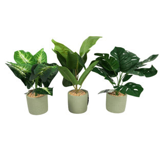 Kunstpflanze im Zement Pot 40 cm 3 Assorti
