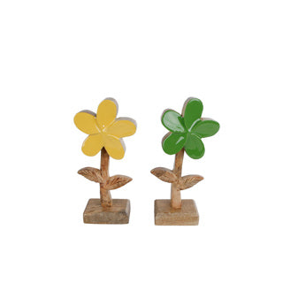 Skulpturblume Margriet kleine gelbe grüne Mango 19x8x3,5 cm 2 Assorti