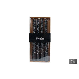 No brand Tischkerze Twist schwarz 4 Stunden 4 Stück 2x2x20cm | 12 Stück