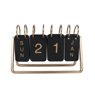 Bürokalender schwarzes Gold Metall 18x6x12,5 cm