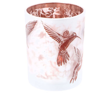 Teelichthalter Hummingbird L weißes braunes Glas 10x10x12,5 cm