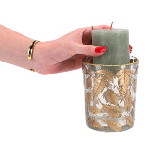 Teelichthalter Blattglas Clear 10x10x13cm