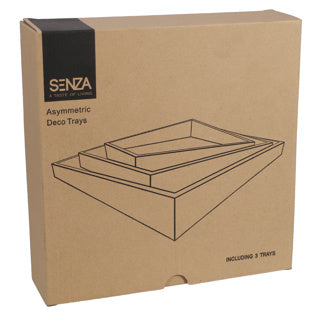 Senza senza asymmetrische Holzschalen 3 Stücke blau