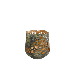 Teelichthalter Antoinets grünes Gold Metall 9x10x11cm