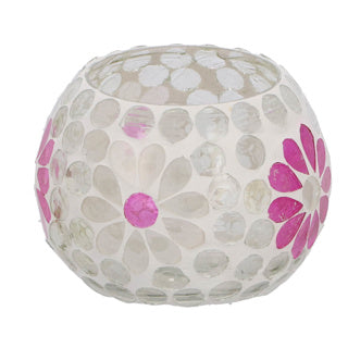 LIGHILT HOLLY M Weiß rosa Bol -Glas 9x8x8cm