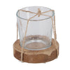 Teelichthalter Maro Helder Naturalglas Holz 7.5x7.5x7cm