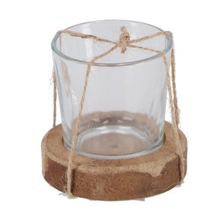 Teelichthalter Maro Helder Naturalglas Holz 7.5x7.5x7cm